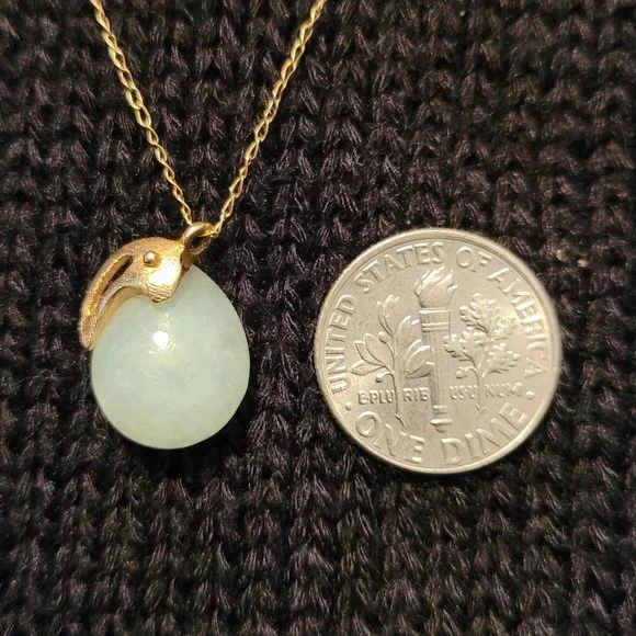 14K Necklace with Jade Fruit and 14K Michael Anthony Charm - Picture 3 of 8